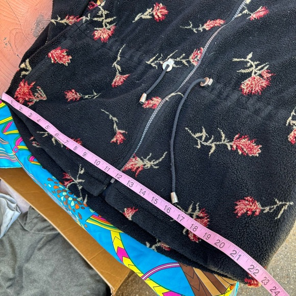 VTG Early Winters Womens Jacket Large Black Full Zip Fleece Floral Vintage - Picture 11 of 12